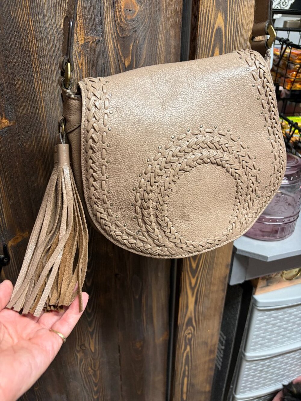 Oryany Mauve Pink Leather Saddle Bag